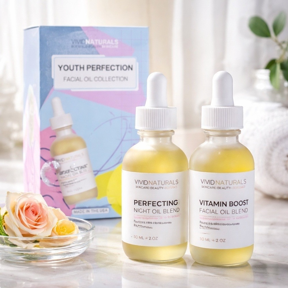 Vivid Naturals Youth Perfection Facial Oil Collection Set Perfecting NIB